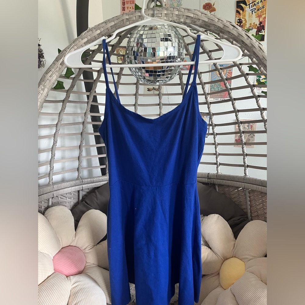 royal blue flowy mini dress